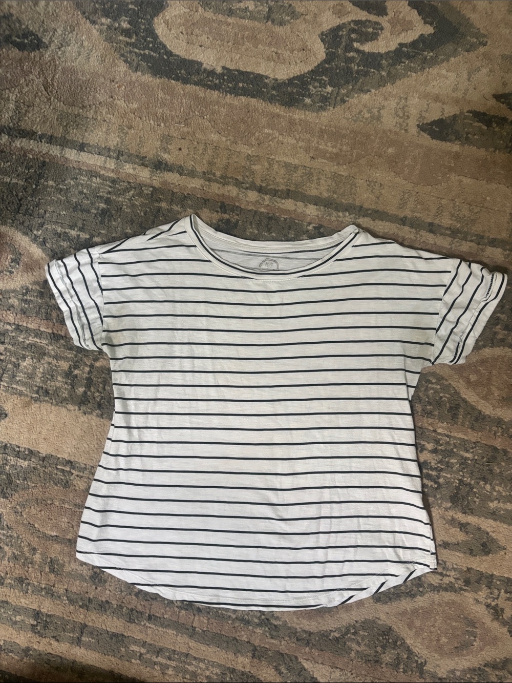 Striped Short Sleeve Crew Tee in White and Black